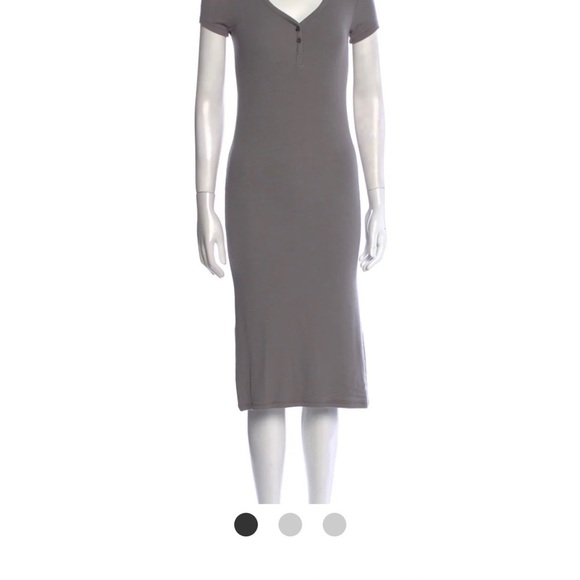 ATM Anthony Thomas Melillo Grey V-Neck Midi length dress//Small - Picture 6 of 11